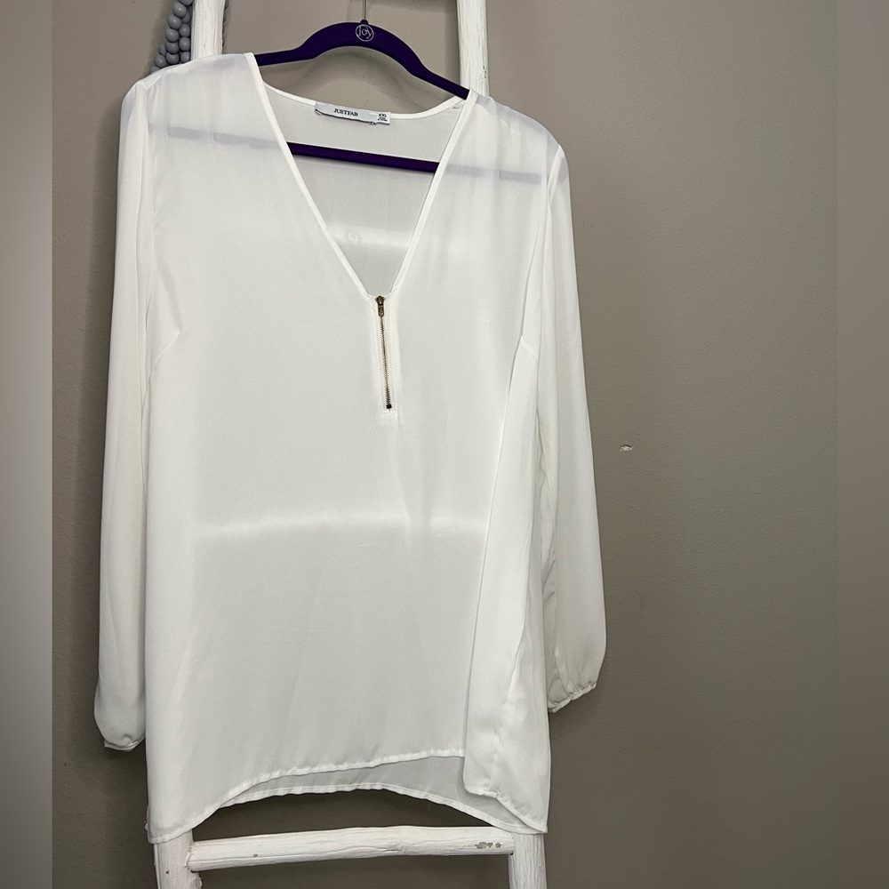 Cream/ white xxl just fab shirt new no tags see image for length measurements